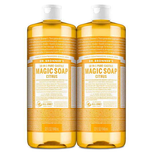 - Pure-Castile Liquid Soap (Citrus, 32 Ounce, 2-Pack) - Made with Organic Oils, 18-In-1 Uses: Face, Body, Hair, Laundry, Pets and Dishes, Concentrated, Vegan, Non-Gmo